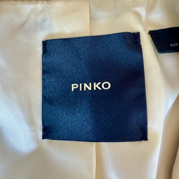 Pinko Cream and Sage Green Leather Moto Jacket - Picture 13 of 15